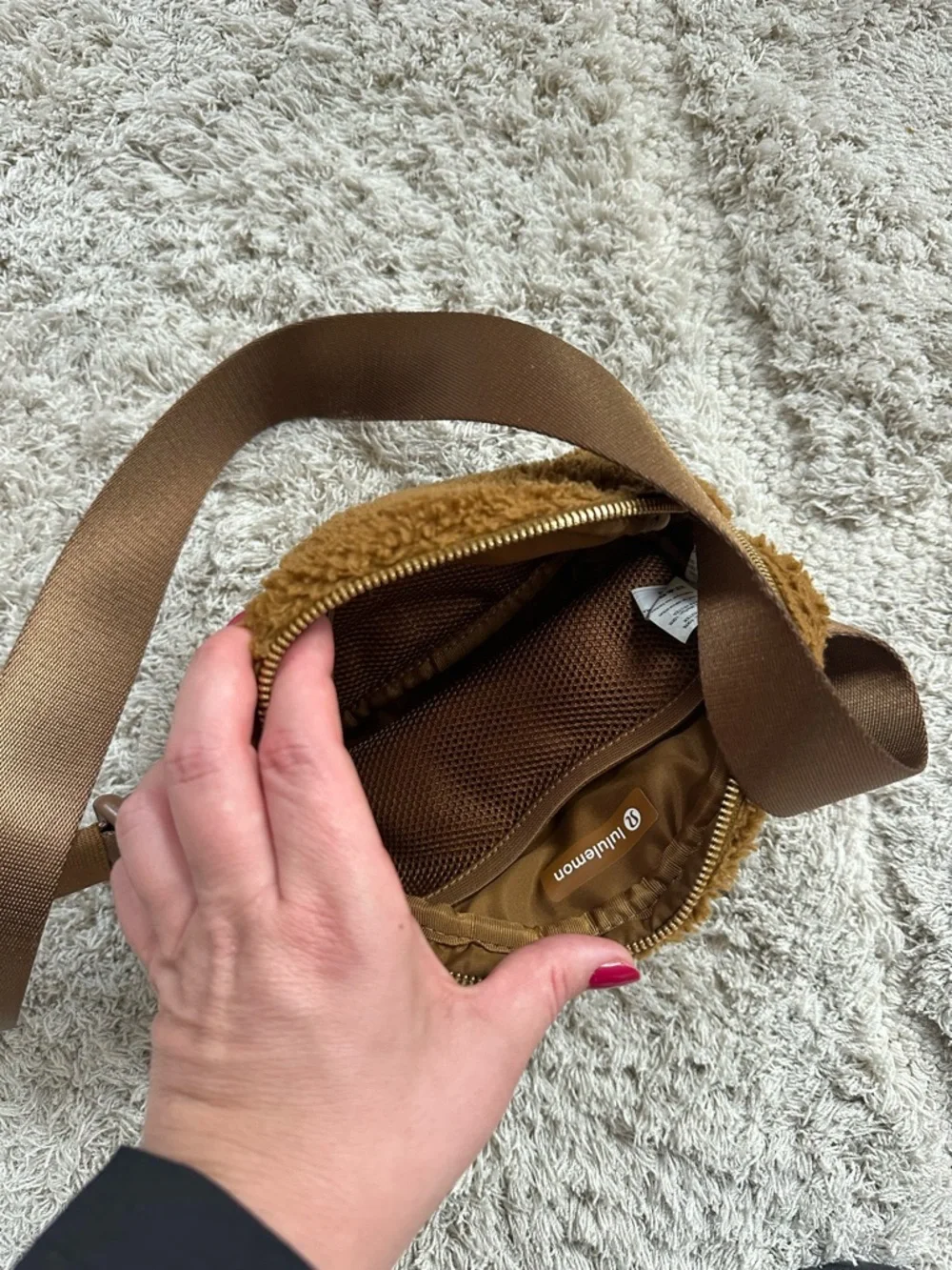 lululemon athletica Brown yellow Sherpa Crossbody Belt Bag belt bag